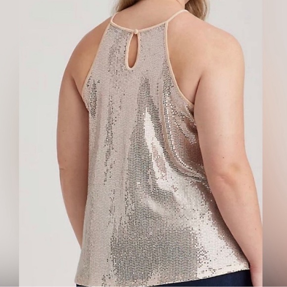 Torrid size 1 (14/16) Gold Sequin halter tank - Picture 4 of 7